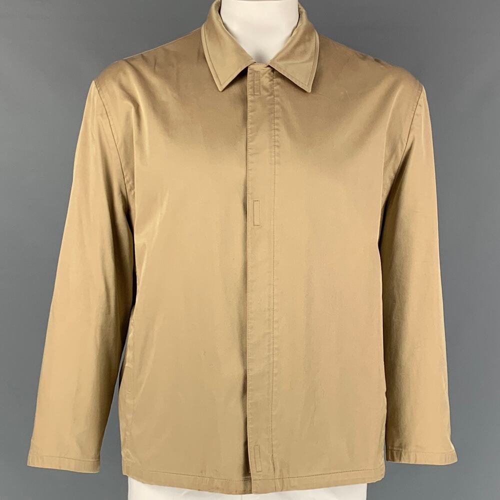 PRADA Size XL Beige Solid Silk Blend Zip & Velcro Jacket